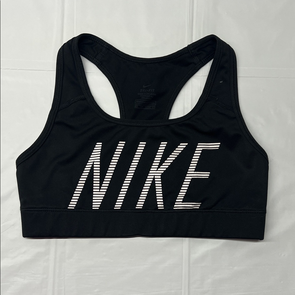Nike Black Sports Bra with White Logo XS